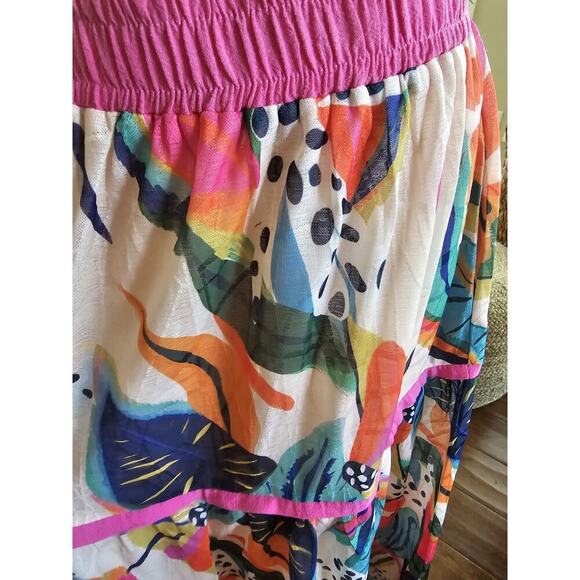 Ott Tropical Floral A-Line Skirt Boho Beach Resortwear Women's Size M Midi - Picture 4 of 10